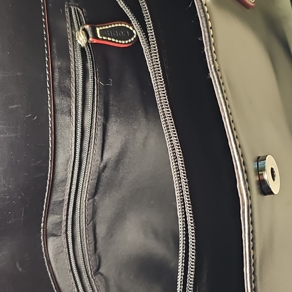 Lodis Black Leather Tote Bag With Red Edge Trim - Picture 10 of 11